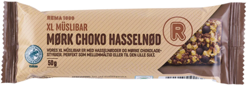 Rema 1000 XL Müslibar Mørk Choko Hasselnødder
