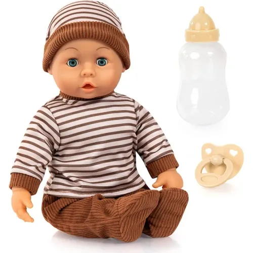 Mami Baby dukke 38 cm med brunt tøj