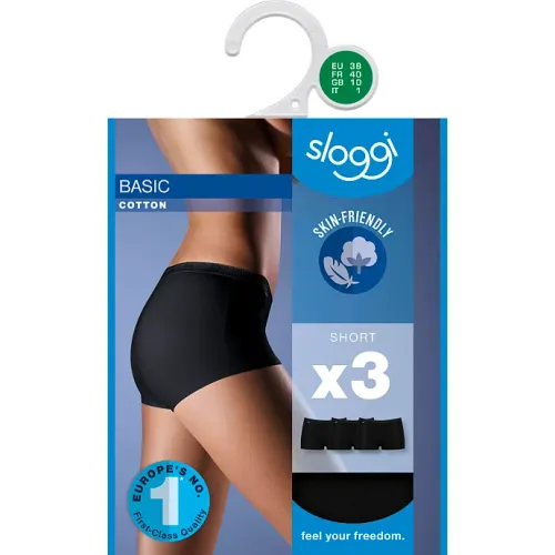 Sloggi Dame 3-pak shorts str. 42 sort