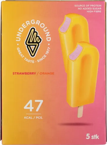 Underground Mælkeis Appelsin/Jordbær 415 ml