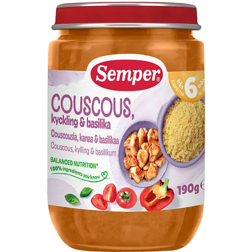Babymad m. couscous, kylling & basilikum, Semper