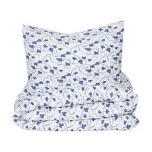 Seersucker Sengesæt Blå/Hvid Ranker 210x150 cm