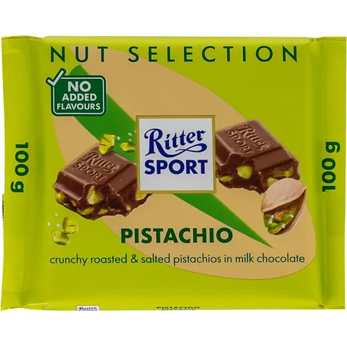 Ritter Sport, Mælkechokolade m. pistacie