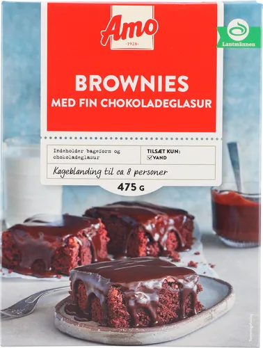 Bageblanding brownie m. glasur, Amo