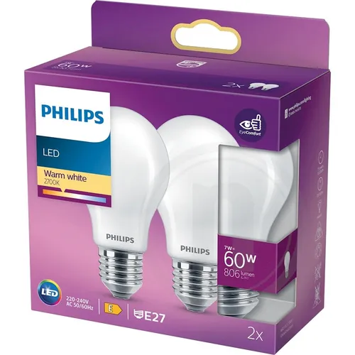 Philips, Philips 2-pak LED kronepære 60W - varmt hvidt lyd