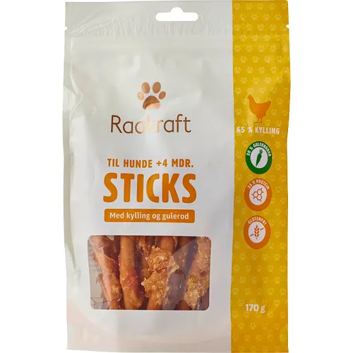 Raakraft, Tyggepinde m. kylling og gulerod