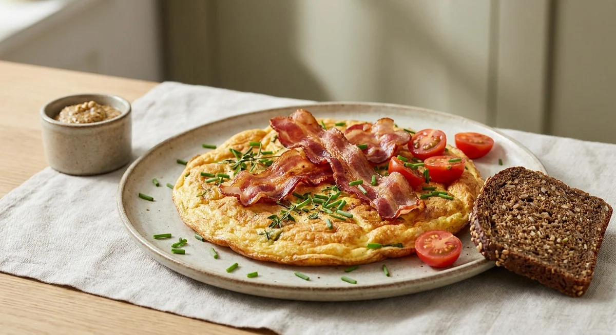 Æggekage med bacon og purløg