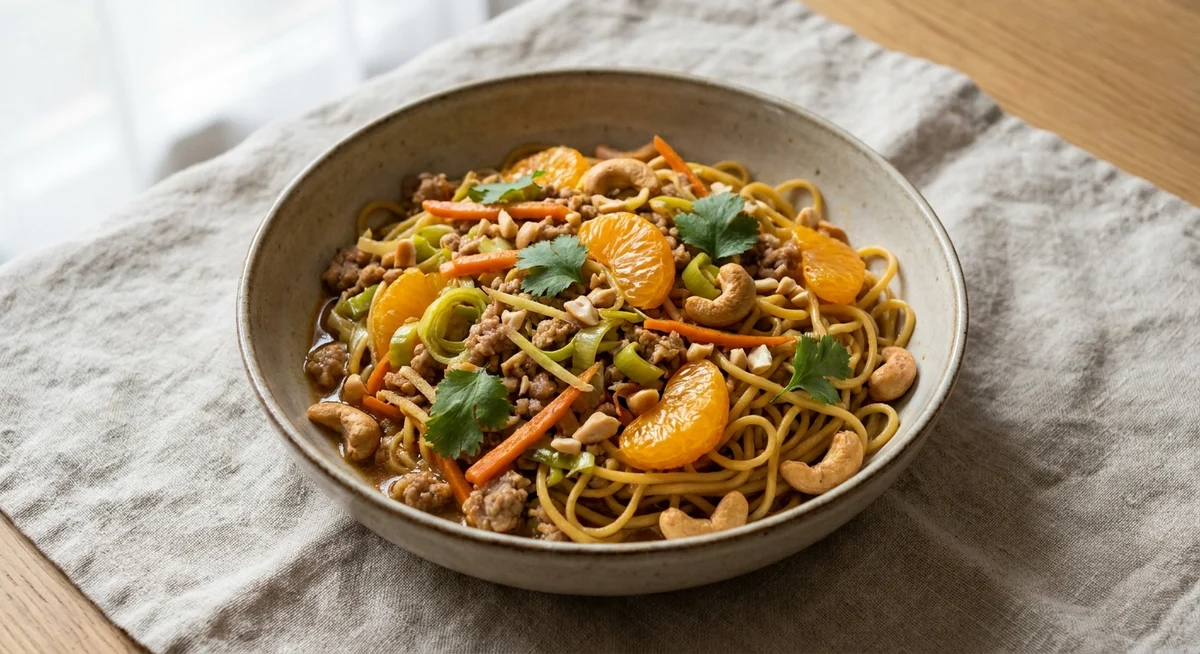 Thai-nudler med gris og mandariner