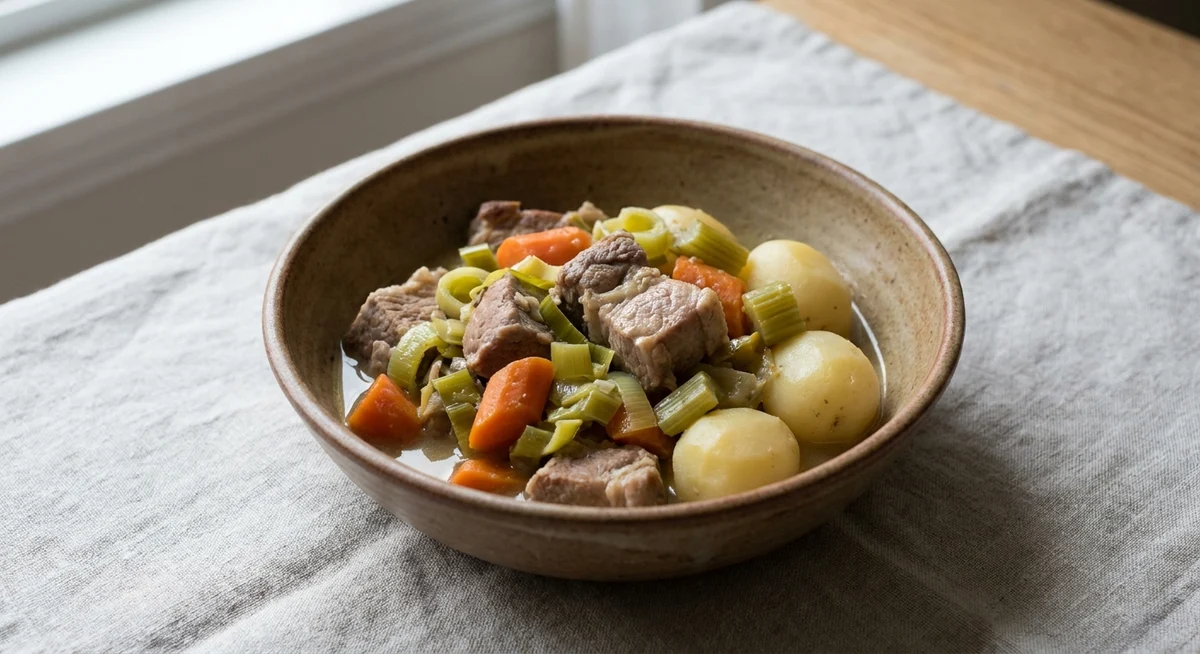 Broget gryde med hvidvin
