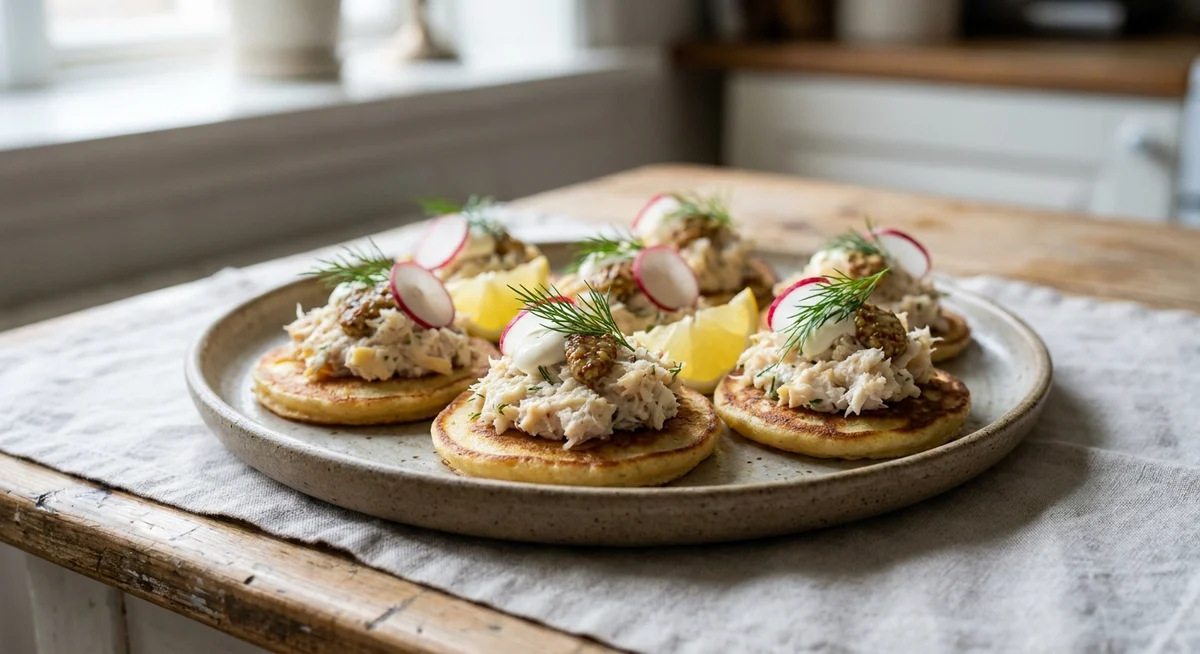 Kartoffelblinis med torskerillette