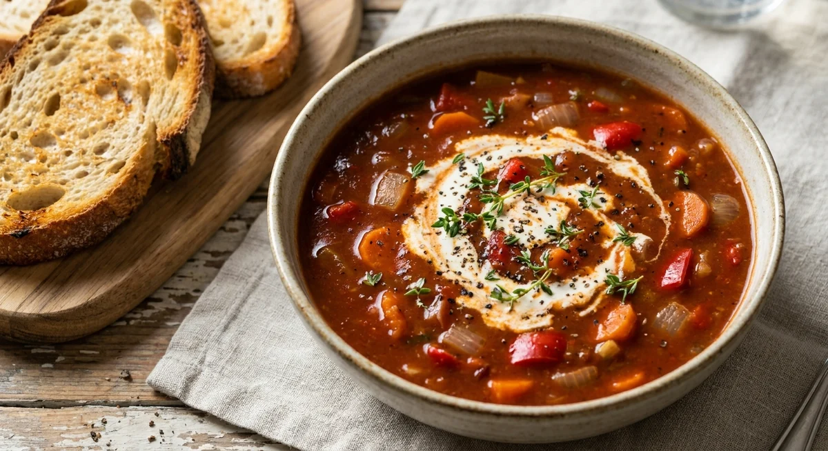 Klassisk dansk tomatsuppe med brød