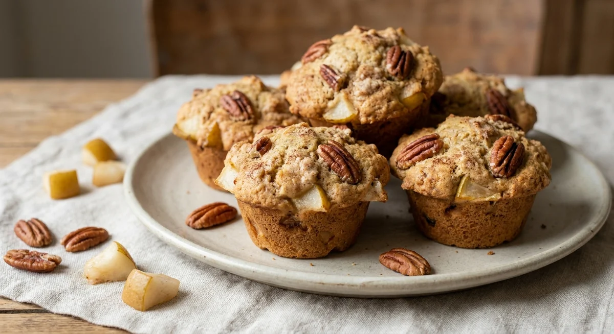 Pæremuffins med pecannødder