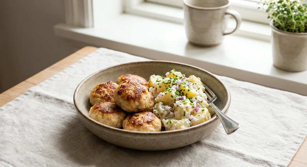 Kyllingfrikadeller med kartoffelsalat