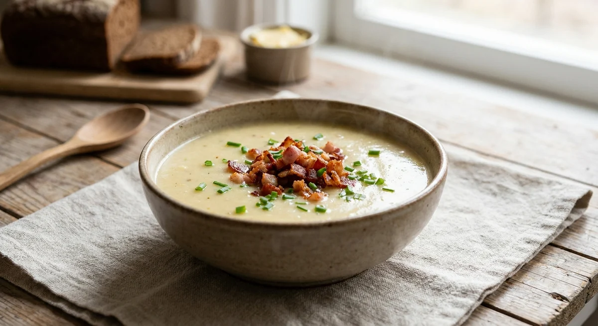 Kartoffelsuppe med bacon og purløg