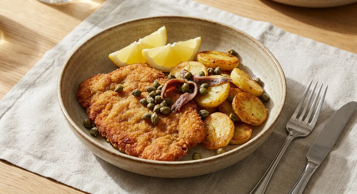 Wienerschnitzel med brasede kartofler