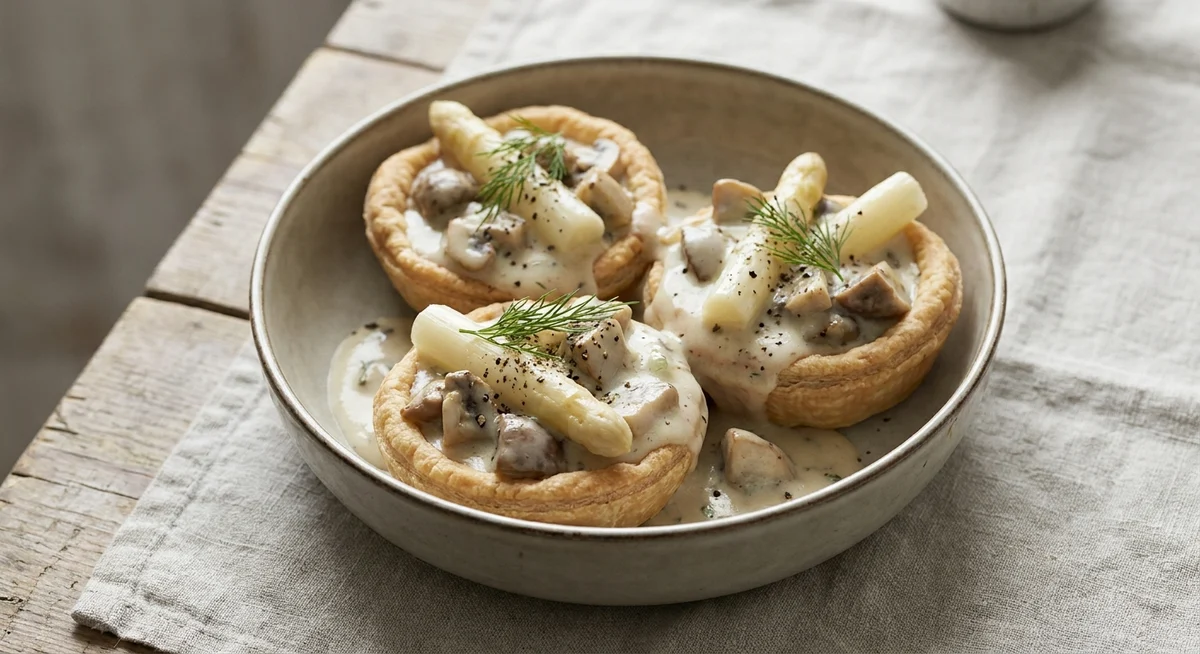 Vegetar tarteletter med asparges og champignon