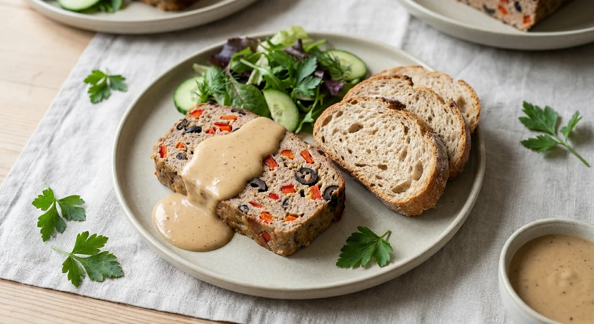 Farsbrød med rød peberfrugt og oliven